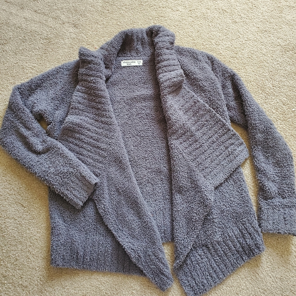 Cozy Gray Open-Front Kids Cardigan